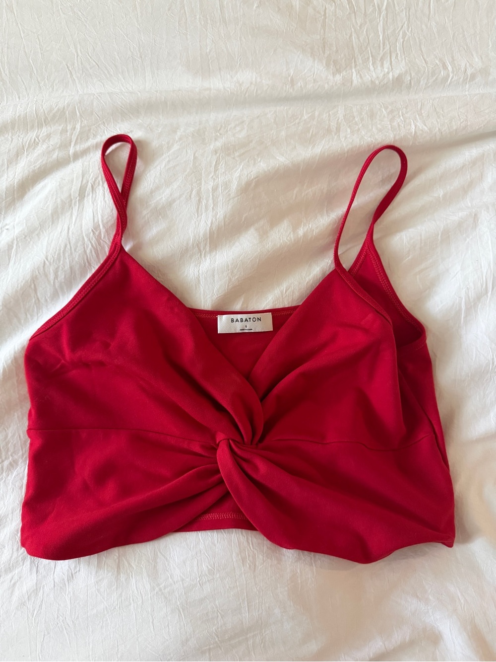 NWOT Aritzia Babaton Red Twist-Front Cami Crop Top Womens Large